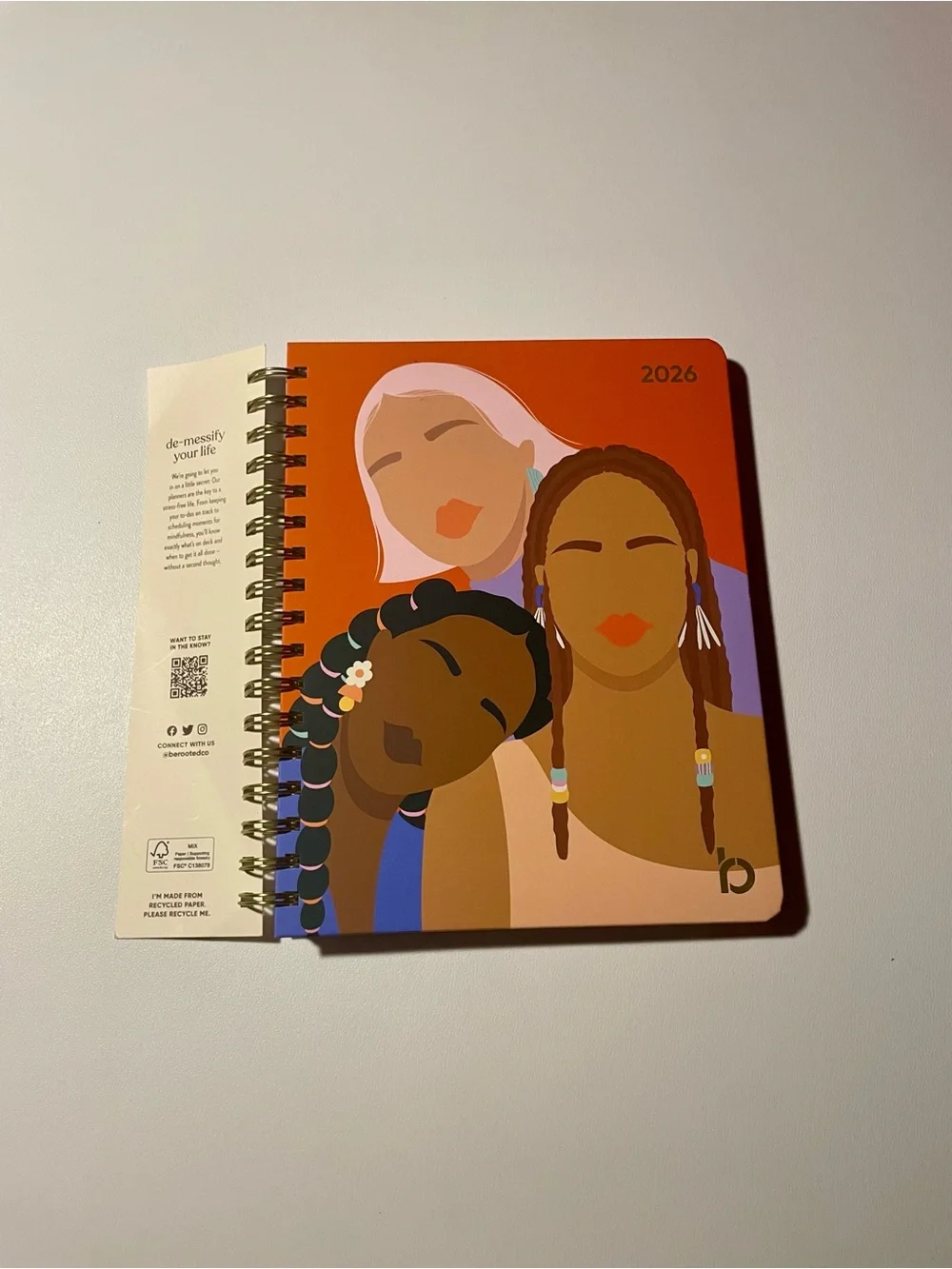 Be Rooted 2026 Illustrated Spiral Planner - Rust & Peach 12 Month Day Plans NWT